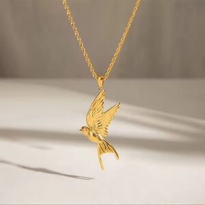 Swallow Peace Bird 18k Gold Stainless Steel Necklace